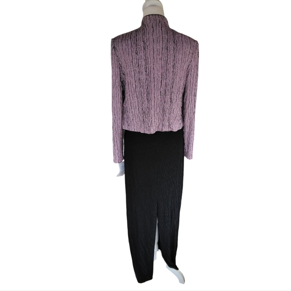 Alex Evenings Sparkly Mauve & Black Floor Length Dress 2 Piece Set Size 10 Nwt — image 5 of 8